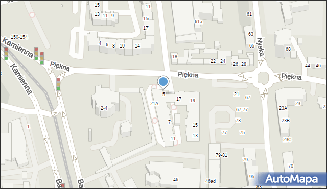 Wrocław, Piękna, 5, mapa Wrocławia