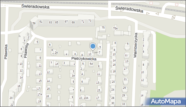 Wrocław, Pietrzykowicka, 10A, mapa Wrocławia