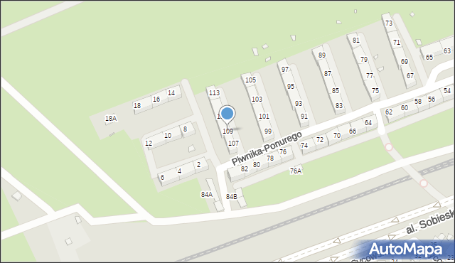 Wrocław, Piwnika-Ponurego Jana, mjr., 109, mapa Wrocławia