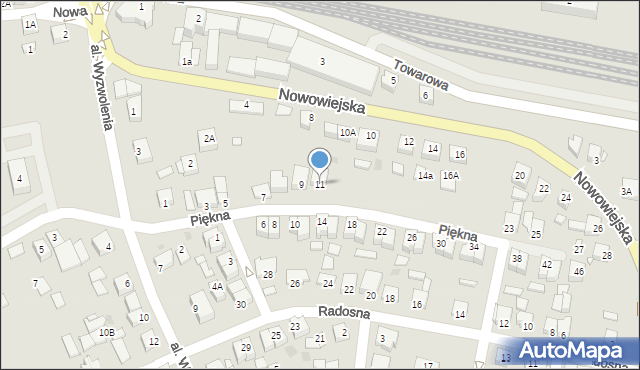 Wronki, Piękna, 11, mapa Wronki