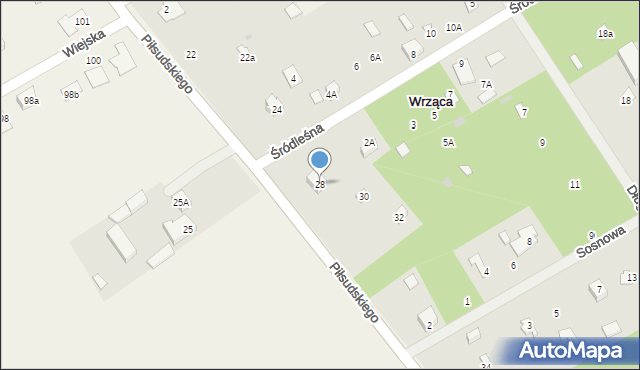 Wrząca, Piłsudskiego Józefa, marsz., 28, mapa Wrząca