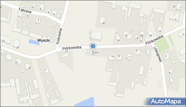 Wyszki, Piórkowska, 13, mapa Wyszki