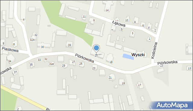 Wyszki, Piórkowska, 20, mapa Wyszki