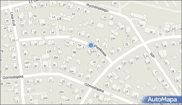 Ząbki, Piaskowa, 3, mapa Ząbki