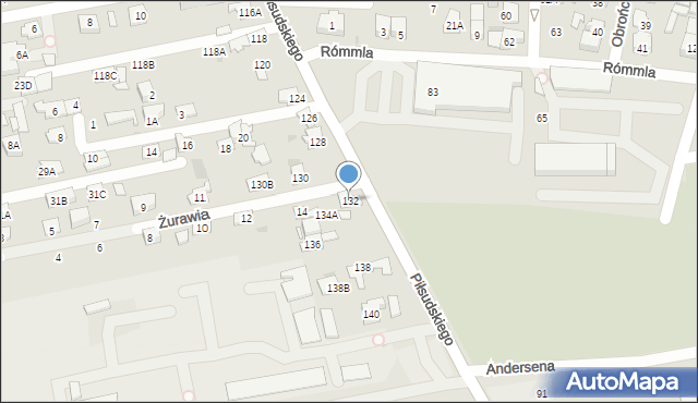 Ząbki, Piłsudskiego Józefa, marsz., 132, mapa Ząbki