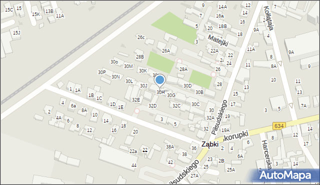 Ząbki, Piłsudskiego Józefa, marsz., 30H, mapa Ząbki