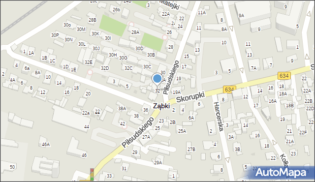 Ząbki, Piłsudskiego Józefa, marsz., 32, mapa Ząbki