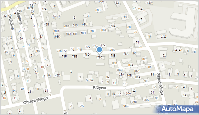 Ząbki, Piłsudskiego Józefa, marsz., 78C, mapa Ząbki