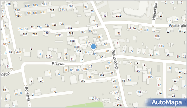 Ząbki, Piłsudskiego Józefa, marsz., 88A, mapa Ząbki