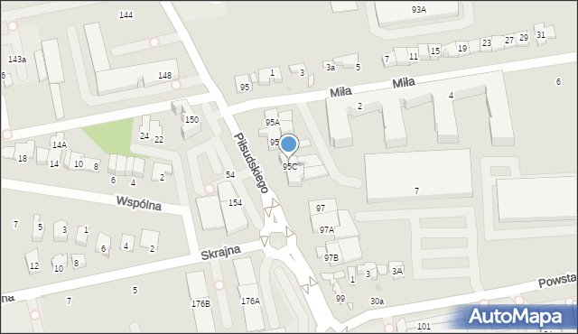 Ząbki, Piłsudskiego Józefa, marsz., 95C, mapa Ząbki