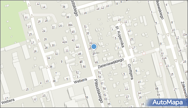 Zabrze, Piłsudskiego Józefa, marsz., 47, mapa Zabrza