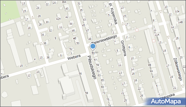 Zabrze, Piłsudskiego Józefa, marsz., 53, mapa Zabrza