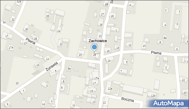 Zachowice, Piwna, 18, mapa Zachowice