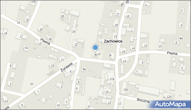 Zachowice, Piwna, 20, mapa Zachowice