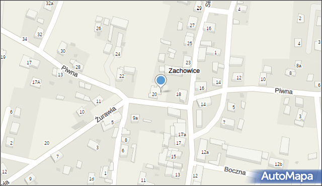 Zachowice, Piwna, 20a, mapa Zachowice