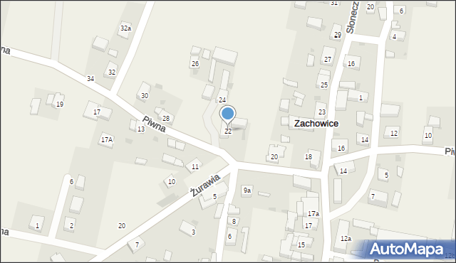 Zachowice, Piwna, 22, mapa Zachowice