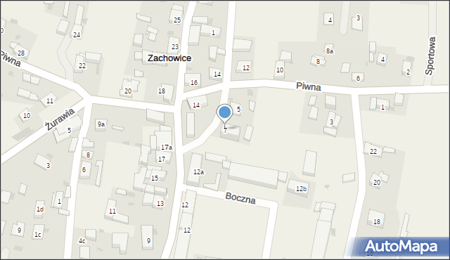 Zachowice, Piwna, 7, mapa Zachowice