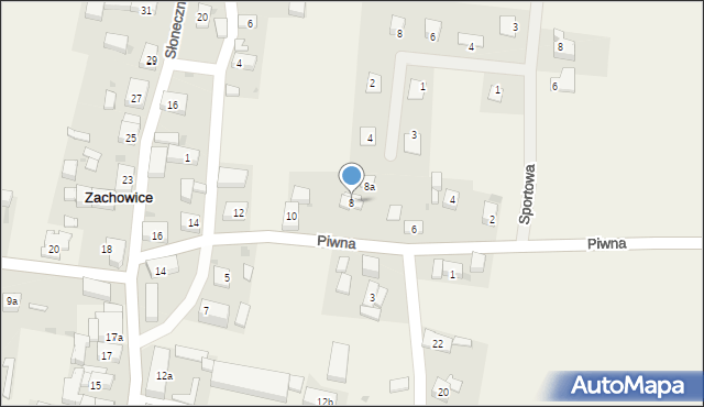 Zachowice, Piwna, 8, mapa Zachowice