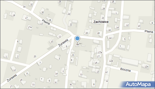 Zachowice, Piwna, 9a, mapa Zachowice