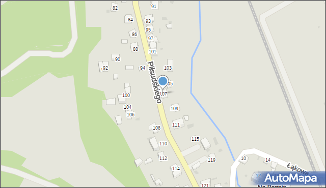 Zagórz, Piłsudskiego Józefa, marsz., 107, mapa Zagórz