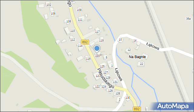 Zagórz, Piłsudskiego Józefa, marsz., 121, mapa Zagórz