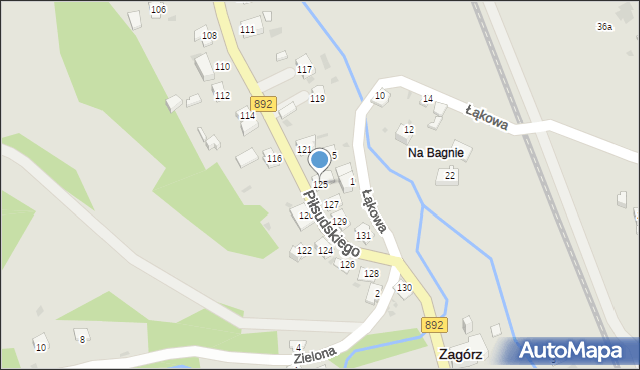 Zagórz, Piłsudskiego Józefa, marsz., 125, mapa Zagórz