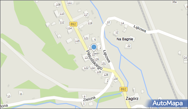 Zagórz, Piłsudskiego Józefa, marsz., 127, mapa Zagórz