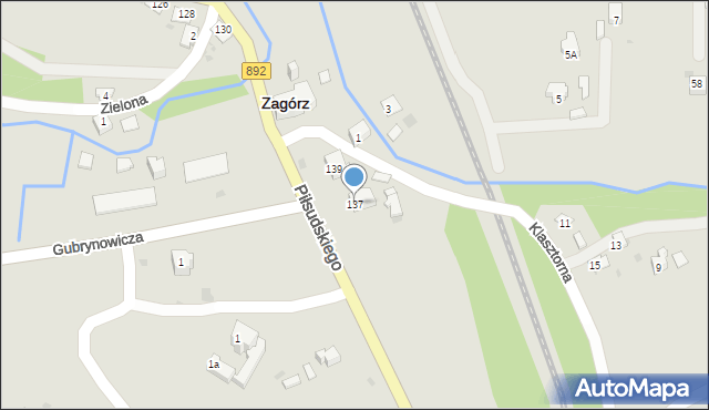 Zagórz, Piłsudskiego Józefa, marsz., 137, mapa Zagórz