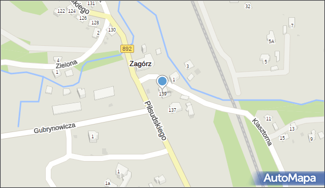 Zagórz, Piłsudskiego Józefa, marsz., 139, mapa Zagórz