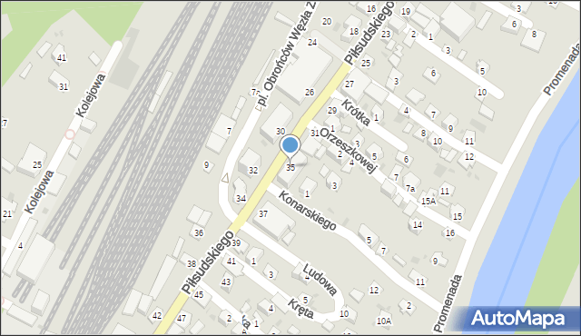 Zagórz, Piłsudskiego Józefa, marsz., 35, mapa Zagórz