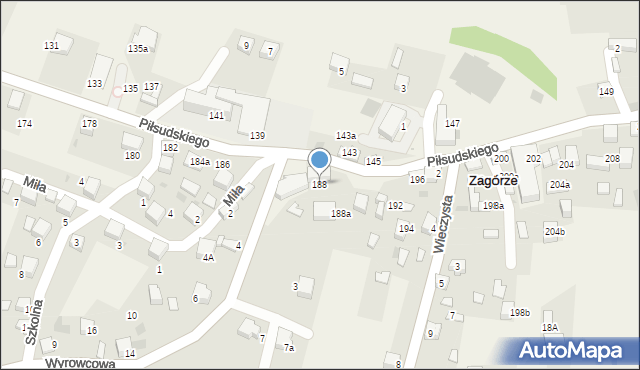 Zagórze, Piłsudskiego Józefa, marsz., 188, mapa Zagórze