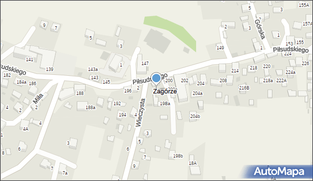 Zagórze, Piłsudskiego Józefa, marsz., 198, mapa Zagórze