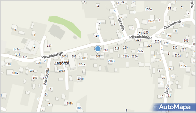 Zagórze, Piłsudskiego Józefa, marsz., 208, mapa Zagórze