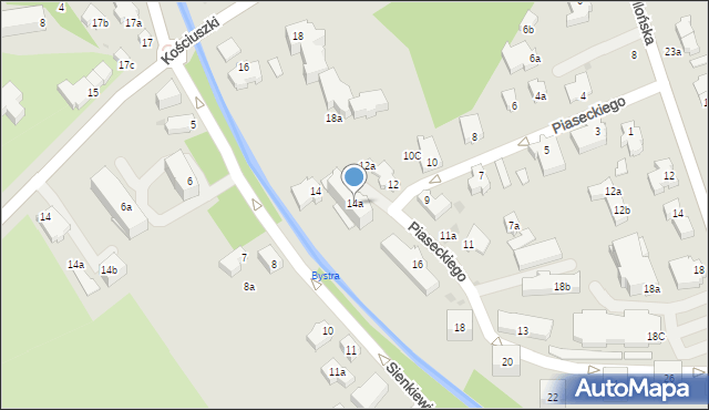 Zakopane, Piaseckiego Wenantego, 14a, mapa Zakopanego