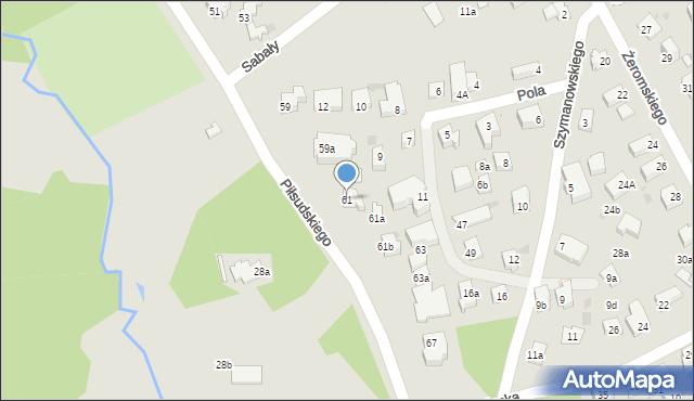 Zakopane, Piłsudskiego Józefa, marsz., 61, mapa Zakopanego