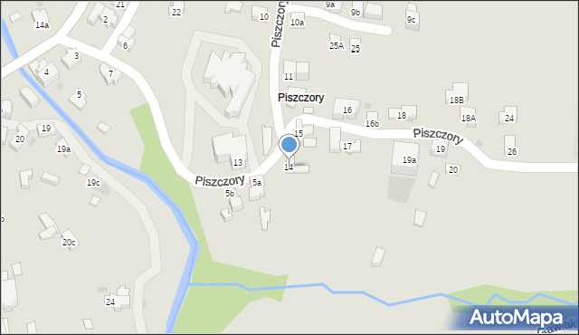 Zakopane, Piszczory, 14, mapa Zakopanego