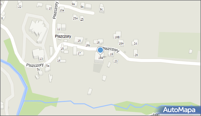 Zakopane, Piszczory, 19a, mapa Zakopanego