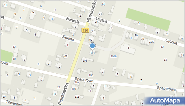 Żakowice, Piotrkowska, 101, mapa Żakowice