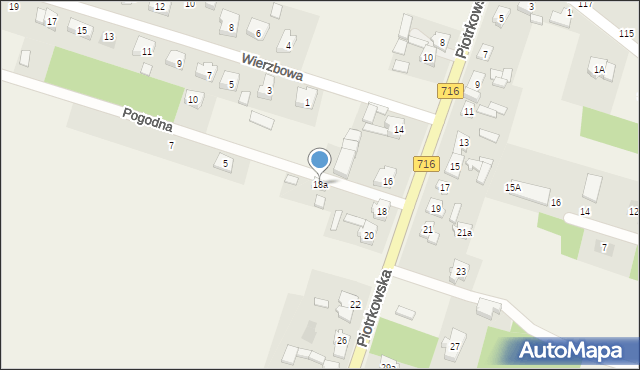 Żakowice, Piotrkowska, 18a, mapa Żakowice