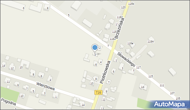 Żakowice, Piotrkowska, 2, mapa Żakowice