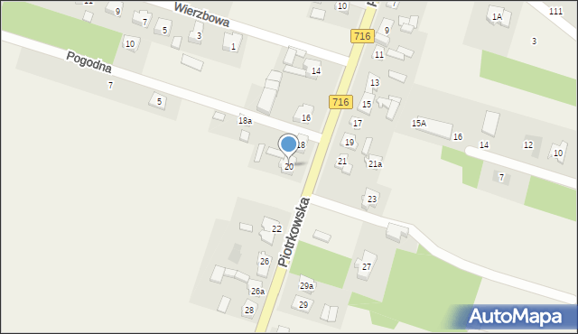 Żakowice, Piotrkowska, 20, mapa Żakowice