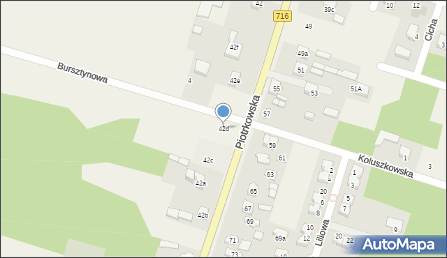 Żakowice, Piotrkowska, 42d, mapa Żakowice
