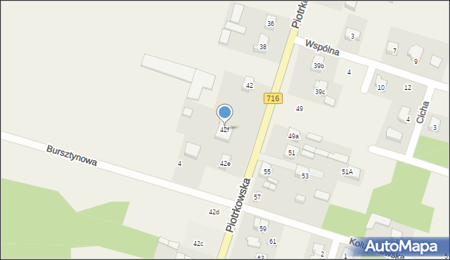 Żakowice, Piotrkowska, 42f, mapa Żakowice