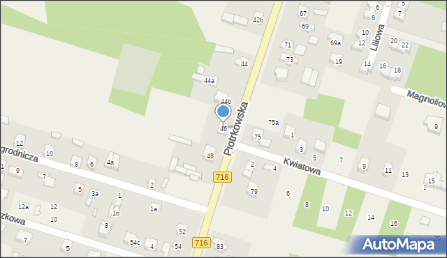 Żakowice, Piotrkowska, 46, mapa Żakowice