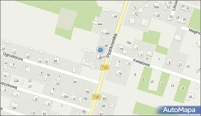 Żakowice, Piotrkowska, 48, mapa Żakowice