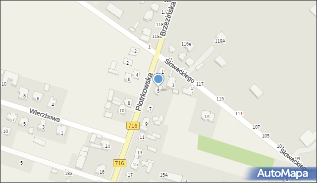 Żakowice, Piotrkowska, 5, mapa Żakowice