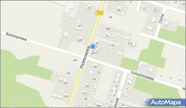 Żakowice, Piotrkowska, 57, mapa Żakowice