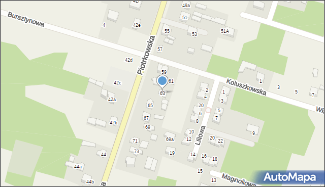 Żakowice, Piotrkowska, 63, mapa Żakowice