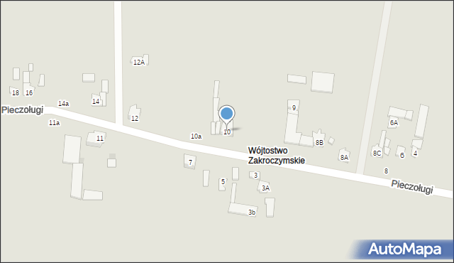 Zakroczym, Pieczoługi, 10, mapa Zakroczym