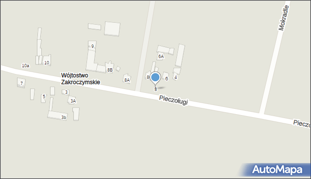 Zakroczym, Pieczoługi, 8, mapa Zakroczym